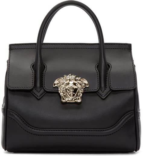 versace purse black|versace black leather bag.